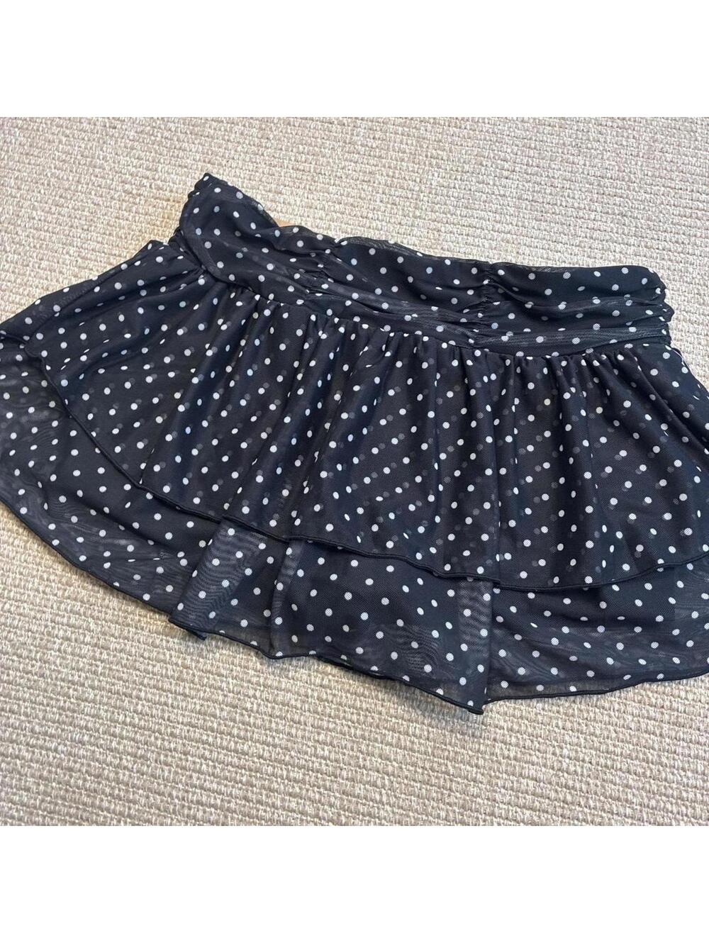 Chrome Riot black polka dot micro mini skirt size small
